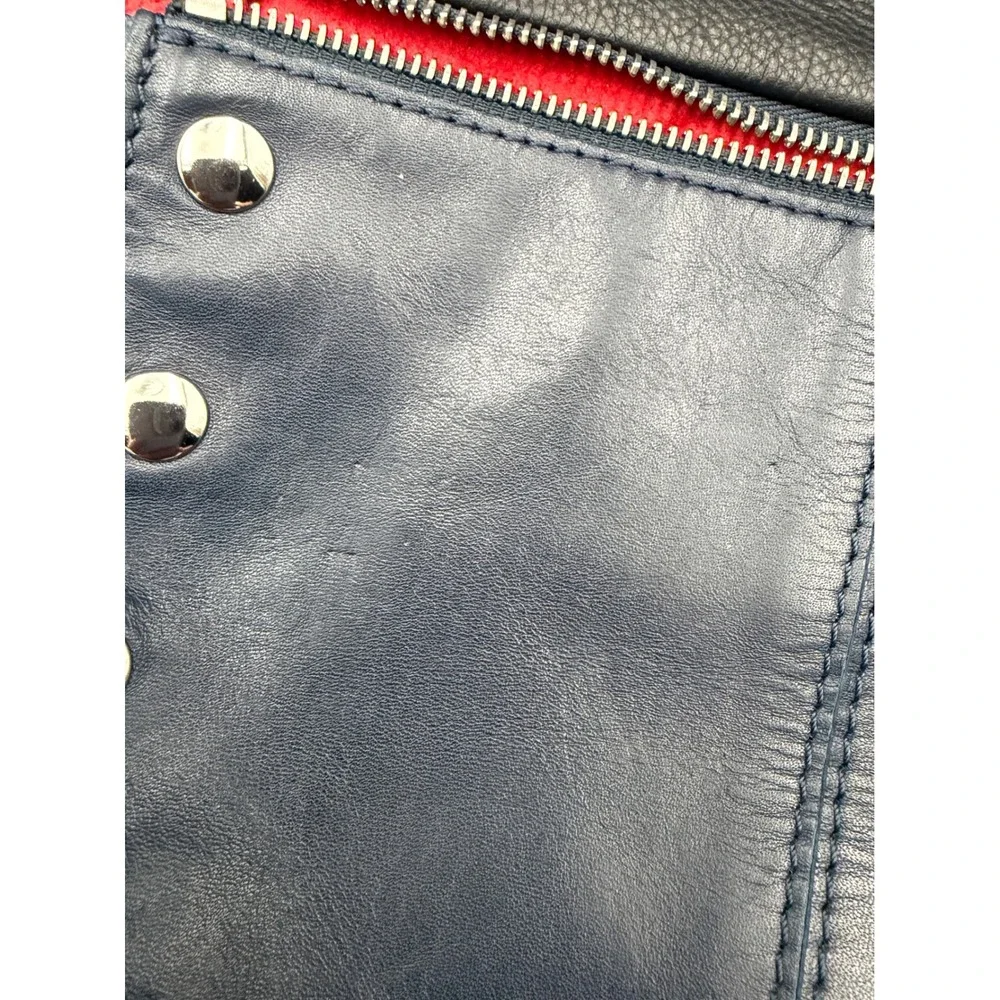 Hammitt Los Angeles Reversible Black Navy Leather Crossbody Bag Silver Hardware